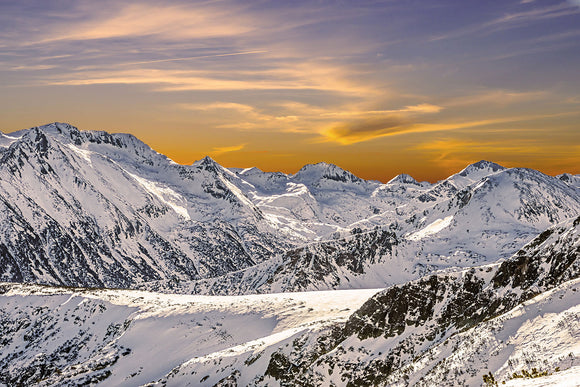 Fototapete Sonnenuntergang in den Bergen