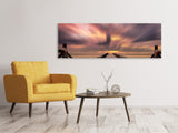 Leinwandbild Panorama Spektakulärer Sonnenuntergang auf der Brücke - SoiréeArts