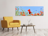 Leinwandbild Panorama Der Mohn in der Blumenwiese - SoiréeArts