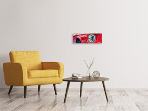 Leinwandbild Panorama Roter Oldtimer