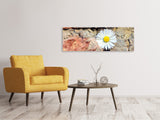 Leinwandbild Panorama Blume in der Wand - SoiréeArts