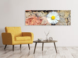 Leinwandbild Panorama Blume in der Wand - SoiréeArts