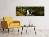 Leinwandbild Panorama Kleiner Wasserfall im Wald - SoiréeArts
