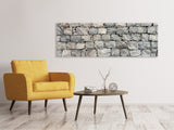 Leinwandbild Panorama Graue Stein Wand - SoiréeArts