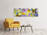 Panorama Leinwandbild 3-teilig Frische Frühlingsblumen - SoiréeArts