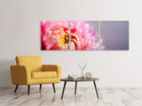 Panorama Leinwandbild 3-teilig Makro Chrysantheme - SoiréeArts