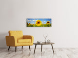 Panorama Leinwandbild 3-teilig Sommer-Sonnenblumen - SoiréeArts