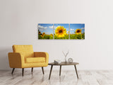 Panorama Leinwandbild 3-teilig Sommer-Sonnenblumen - SoiréeArts