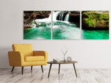 Panorama Leinwandbild 3-teilig Der Fluss am Wasserfall - SoiréeArts