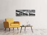 Panorama Leinwandbild 3-teilig Skyline Schwarzweissfotografie Brooklyn Bridge NY - SoiréeArts