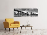 Panorama Leinwandbild 3-teilig Skyline Schwarzweissfotografie Brooklyn Bridge NY - SoiréeArts