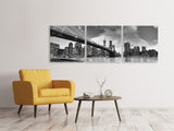 Panorama Leinwandbild 3-teilig Skyline Schwarzweissfotografie Brooklyn Bridge NY - SoiréeArts