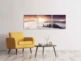 Panorama Leinwandbild 3-teilig Sonnenaufgang Winterlandschaft - SoiréeArts