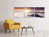 Panorama Leinwandbild 3-teilig Sonnenaufgang Winterlandschaft - SoiréeArts