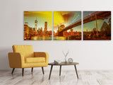 Panorama Leinwandbild 3-teilig Skyline Brooklyn Bridge NY - SoiréeArts