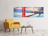 Panorama Leinwandbild 3-teilig Der Golden Gate Bridge bei Sonnenuntergang - SoiréeArts