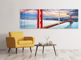 Panorama Leinwandbild 3-teilig Der Golden Gate Bridge bei Sonnenuntergang - SoiréeArts