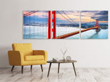 Panorama Leinwandbild 3-teilig Der Golden Gate Bridge bei Sonnenuntergang - SoiréeArts