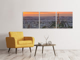 Panorama Leinwandbild 3-teilig Skyline Paris bei Sonnenuntergang - SoiréeArts