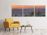 Panorama Leinwandbild 3-teilig Skyline Paris bei Sonnenuntergang - SoiréeArts