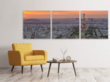 Panorama Leinwandbild 3-teilig Skyline Paris bei Sonnenuntergang - SoiréeArts