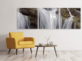 Panorama Leinwandbild 3-teilig Wasserfall XXL - SoiréeArts