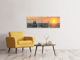 Panorama Leinwandbild 3-teilig Skyline Köln bei Sonnenuntergang - SoiréeArts