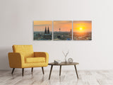 Panorama Leinwandbild 3-teilig Skyline Köln bei Sonnenuntergang - SoiréeArts