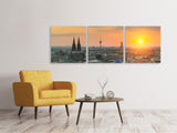 Panorama Leinwandbild 3-teilig Skyline Köln bei Sonnenuntergang - SoiréeArts