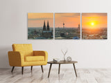 Panorama Leinwandbild 3-teilig Skyline Köln bei Sonnenuntergang - SoiréeArts