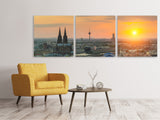 Panorama Leinwandbild 3-teilig Skyline Köln bei Sonnenuntergang - SoiréeArts