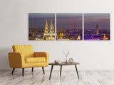 Panorama Leinwandbild 3-teilig Skyline Kölner Dom bei Nacht - SoiréeArts