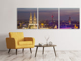 Panorama Leinwandbild 3-teilig Skyline Kölner Dom bei Nacht - SoiréeArts