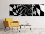 Panorama Leinwandbild 3-teilig Abstrakter Tunnel Black u0026 White - SoiréeArts