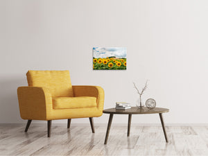 Leinwandbild Landschaft mit Sonnenblumen