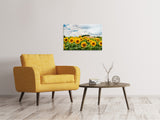 Leinwandbild Landschaft mit Sonnenblumen - SoiréeArts