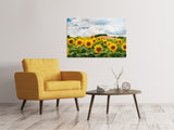 Leinwandbild Landschaft mit Sonnenblumen - SoiréeArts