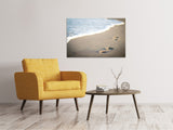 Leinwandbild Fussspuren im Sand am Strand - SoiréeArts