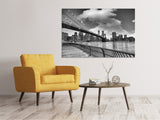 Leinwandbild Skyline Schwarzweissfotografie Brooklyn Bridge NY - SoiréeArts