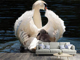 Fototapete Mama und Baby Schwan - SoiréeArts