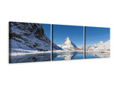 Panorama Leinwandbild 3-teilig Der Riffelsee am Matterhorn