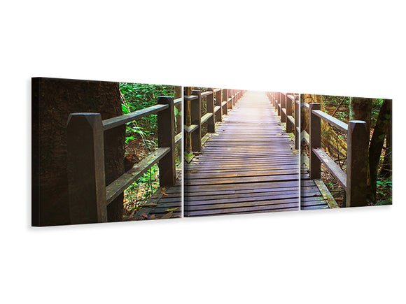 Panorama Leinwandbild 3-teilig Die Brücke im Wald