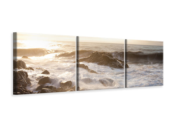 Panorama Leinwandbild 3-teilig Meeresbrandung
