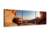 Panorama Leinwandbild 3-teilig Sonnenuntergang vor der Höhle