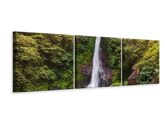 Panorama Leinwandbild 3-teilig Wasserfall Bali