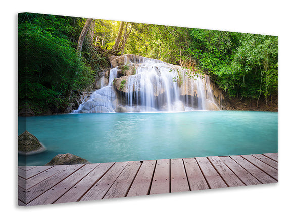 Leinwandbild Terrasse am Wasserfall