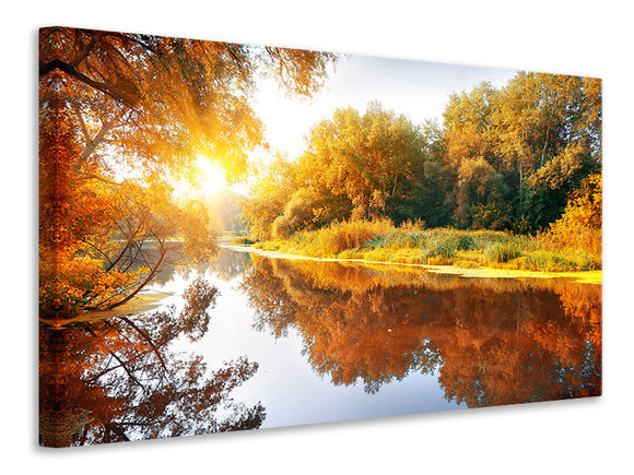 Leinwandbild Waldspiegelung im Wasser