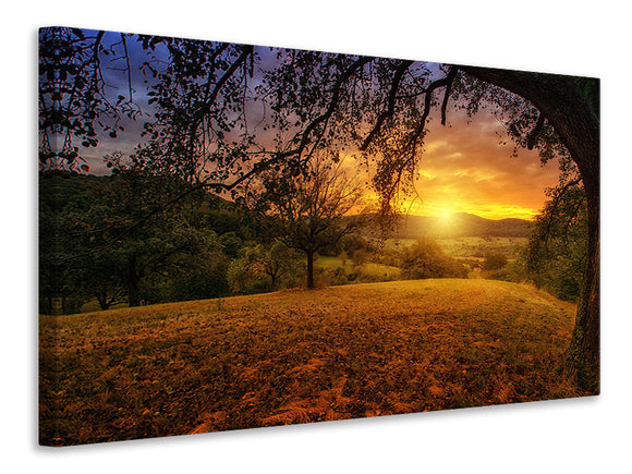 Leinwandbild Eine Landschaft im Sonnenuntergang