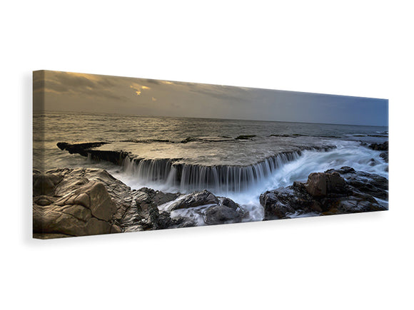 Leinwandbild Panorama Abendstimmung am Meer