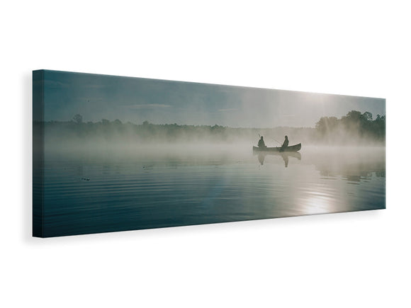 Leinwandbild Panorama Fischer im Sonnenaufgang